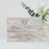 Carved Sweethearts Rustic Birch Wedding Routebesch Informatiekaartje (Staand voorkant)