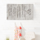 Carved Sweethearts Rustic Birch Wedding Welcome Spandoek (Insitu)