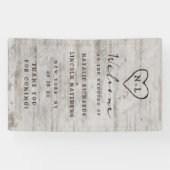 Carved Sweethearts Rustic Birch Wedding Welcome Spandoek (Horizontaal)