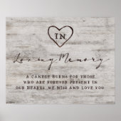 Carved Sweethearts Rustic in Loving Memory Sign Poster (Voorkant)