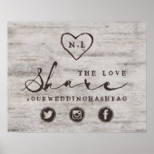Carved Sweethearts Share the Love Wedding Sign Poster (Voorkant)