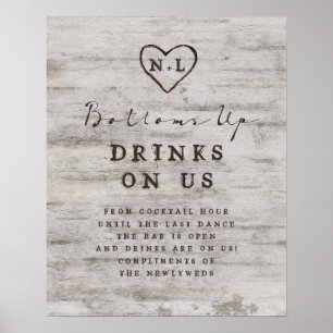 Carved Sweethearts Weddenschap Open Bar Teken Poster