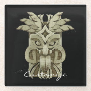 Carved Tiki scculpture Thunder_Cove Glazen Onderzetter