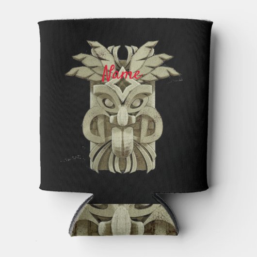 Carved Tiki Sculpture Thunder Blikjeskoeler (Voorkant)