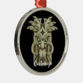 Carved Tiki Sculpture Thunder Metalen Ornament (Rechts)