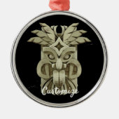 Carved Tiki Sculpture Thunder Metalen Ornament (Voorkant)