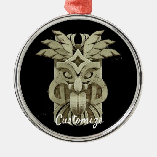 Carved Tiki Sculpture Thunder Metalen Ornament (Voorkant)