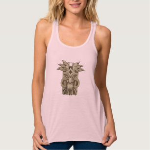 Carved Tiki Sculpture Thunder  Tanktop