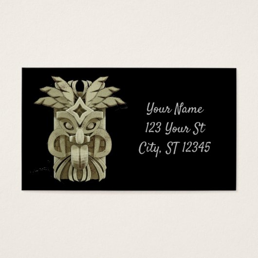 Carved Tiki Sculpture Thunder Visitekaartje (Voorkant)