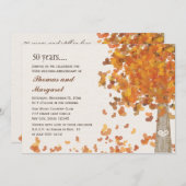 Carved Tree Herfst 50th Jubileum Photo Invitation Kaart (Voorkant / Achterkant)