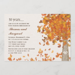 Carved Tree Herfst 50th Jubileum Photo Invitation Kaart