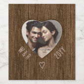 Carved Wood - Aangepaste Initialen en foto van har Wijn Etiket (Enkel label)