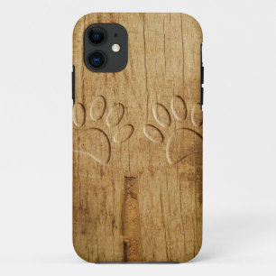 Carved Wood Dog Paw Print Case-Mate iPhone Case
