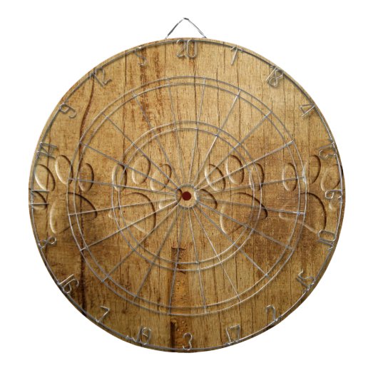 Carved Wood Dog Paw Print Dartbord (Voorkant)