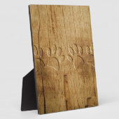 Carved Wood Dog Paw Print Fotoplaat (Zijkant)