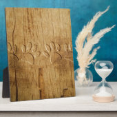 Carved Wood Dog Paw Print Fotoplaat (Zijkant)