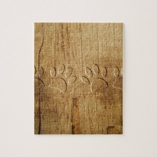 Carved Wood Dog Paw Print Legpuzzel (Verticaal)