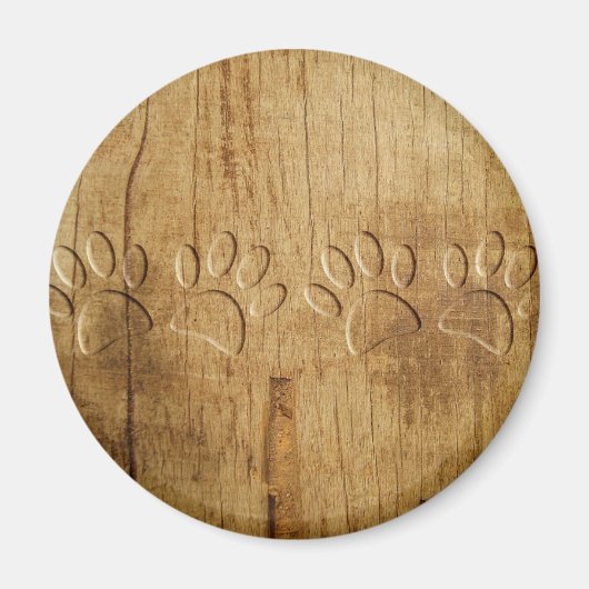 Carved Wood Dog Paw Print Magneet (Voorkant)