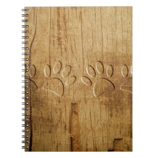 Carved Wood Dog Paw Print Notitieboek (Voorkant)