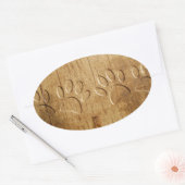 Carved Wood Dog Paw Print Ovale Sticker (Envelop)