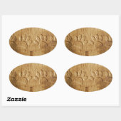 Carved Wood Dog Paw Print Ovale Sticker (Vel)