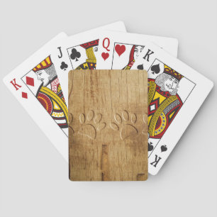 Carved Wood Dog Paw Print Pokerkaarten