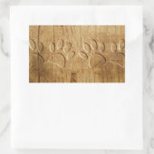 Carved Wood Dog Paw Print Rechthoekige Sticker (Tas)