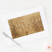 Carved Wood Dog Paw Print Rechthoekige Sticker (Envelop)