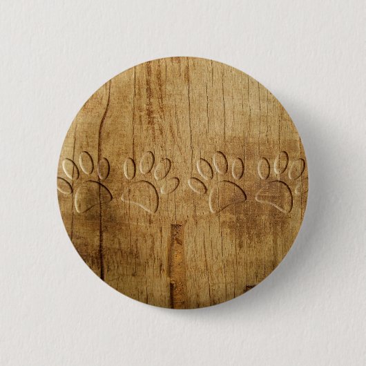 Carved Wood Dog Paw Print Ronde Button 5,7 Cm (Voorkant)