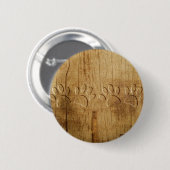 Carved Wood Dog Paw Print Ronde Button 5,7 Cm (Voorkant /achterkant)