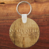 Carved Wood Dog Paw Print Sleutelhanger (Voorkant)