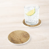 Carved Wood Dog Paw Print Zandsteen Onderzetter (Zijkant)