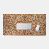 Carved Wood Floral Circles Mandala Gepersonaliseer Bureaumat (Keyboard & Muis)