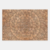 Carved Wood Floral Circles Mandala Gepersonaliseer Inpakpapier Vel (Voorkant 2)