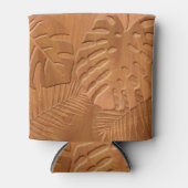 Carved Wood Foliage Faux Print Blikjeskoeler (Voorkant)