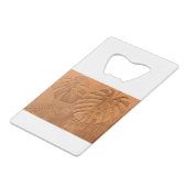 Carved Wood Foliage Faux Print Creditkaart Flessenopener (Achterkant Gekanteld)