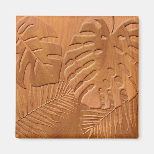Carved Wood Foliage Faux Print Magneet (Voorkant)