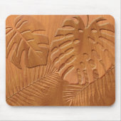 Carved Wood Foliage Faux Print Muismat (Voorkant)