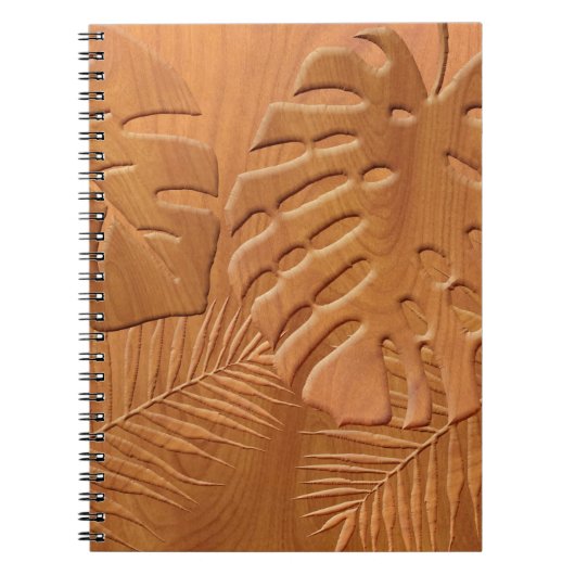 Carved Wood Foliage Faux Print Notitieboek (Voorkant)