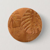 Carved Wood Foliage Faux Print Ronde Button 5,7 Cm (Voorkant)