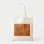 Carved Wood Foliage Faux Print Tote Bag (Voorkant)