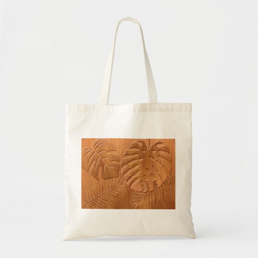 Carved Wood Foliage Faux Print Tote Bag (Voorkant)