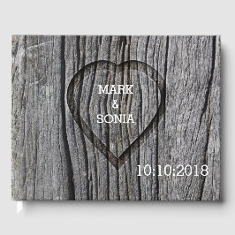 Carved Wood Heart Rustic Wedding Gastenboek