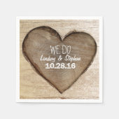 Carved Wood Heart Rustic Wedding Servet (Voorkant)