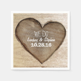 Carved Wood Heart Rustic Wedding Servet