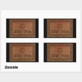 Carved Wood Mazel Tov Rechthoekige Sticker (Vel)