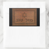 Carved Wood Mazel Tov Rechthoekige Sticker (Tas)