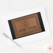 Carved Wood Mazel Tov Rechthoekige Sticker (Envelop)