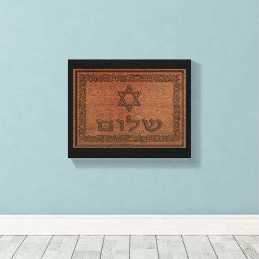Carved Wood Shalom Canvas Afdruk (Insitu (Houten vloer))