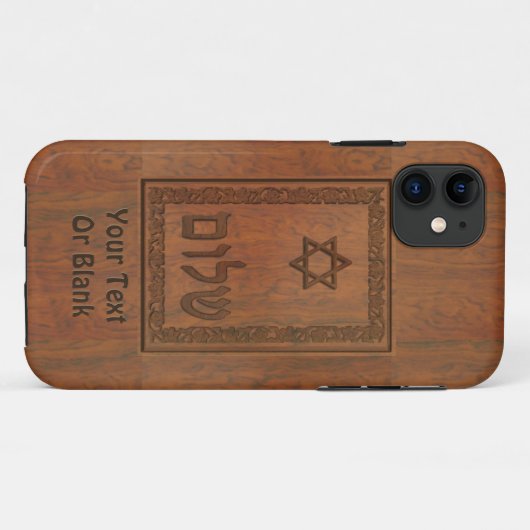 Carved Wood Shalom Case-Mate iPhone Case (Achterkant (horizontaal))